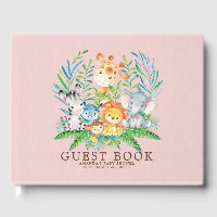 Neutral Safari Jungle Girls Baby Shower Guest Book
