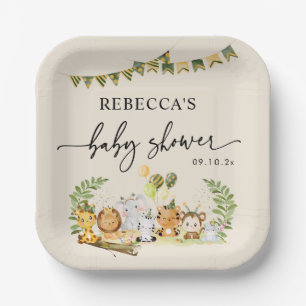 Neutral Safari Jungle Party Baby Shower  Paper Plate