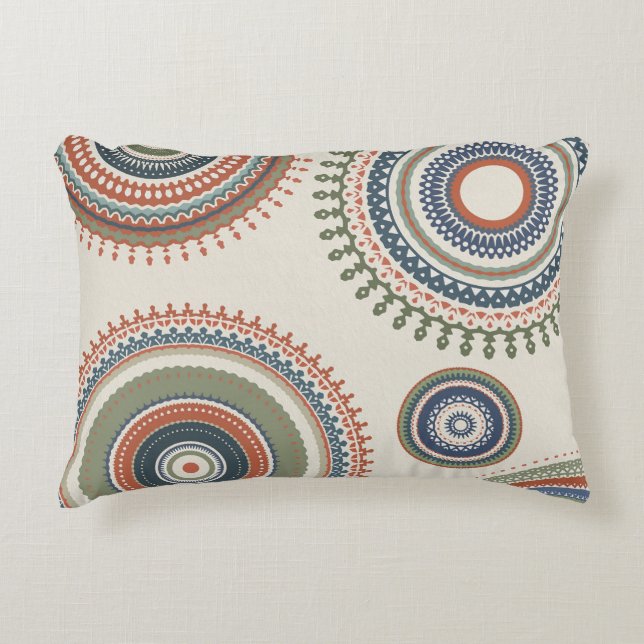 Neutral Sage Blue Multi Mandala Decorative Cushion (Front)