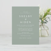 Neutral Sage Green Elegant Modern Wedding Invitation (Standing Front)