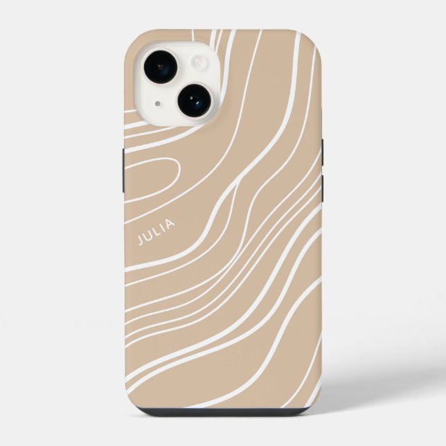 Neutral Sand Wave Minimalist Modern Personalised  iPhone Case (Back)