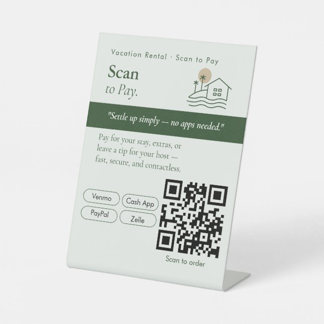Neutral Scan to Pay QR Code Sign | Payments / Tips (Front)