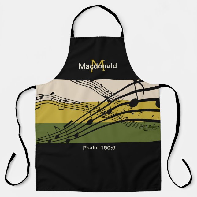 Neutral Shades Music Notes | Personalised Monogram Apron (Front)