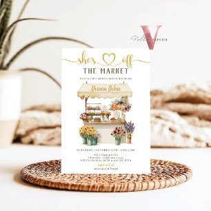 Neutral She's Off the Market Bridal Shower Invite
