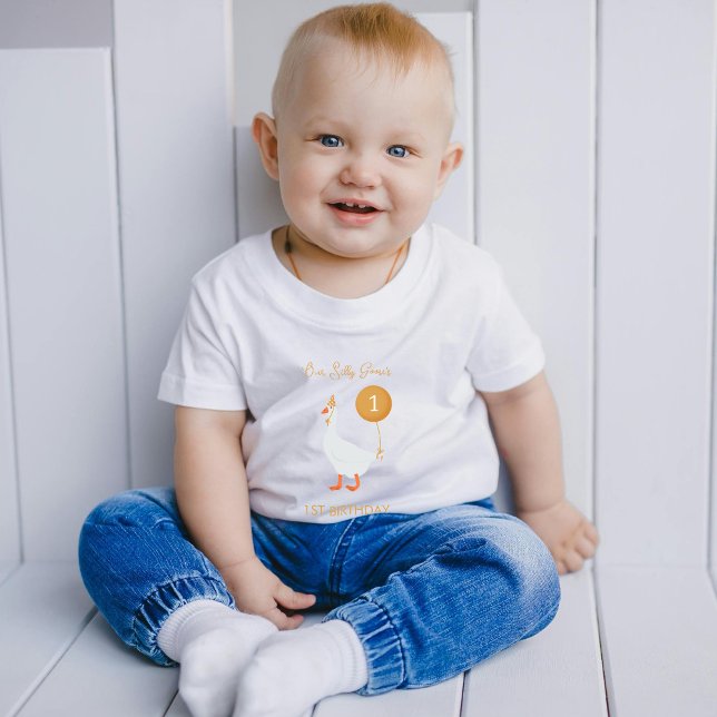 Neutral Silly Goose 1st Birthday Baby T-Shirt (Creator Uploaded)