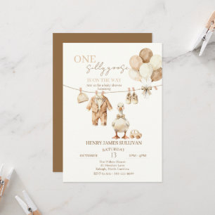 Neutral Silly Goose Baby Boy Shower Invitation
