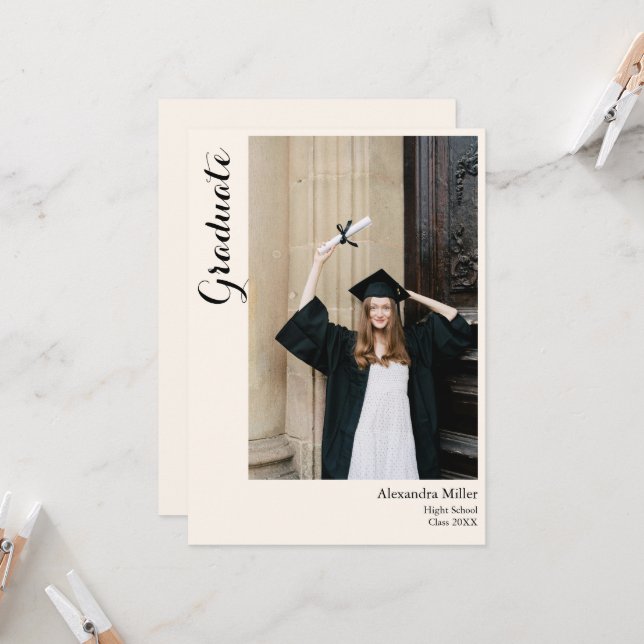 Neutral Simple Graduation Invitation (Front/Back In Situ)
