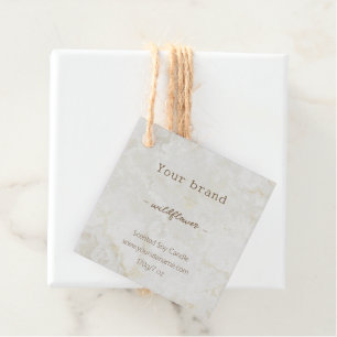 Neutral Simple Marble Beige Candle Product Tag
