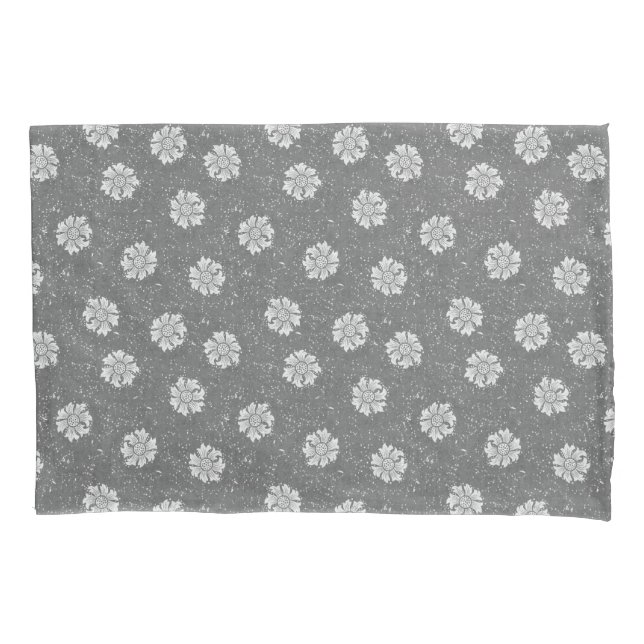 Neutral slate grey William Morris floral Marigold Pillowcase (Front)