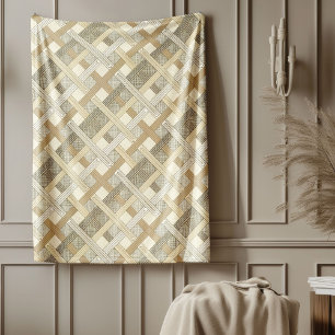 Neutral Soft Earth-Tone Modern Geometric Design Fleece Blanket