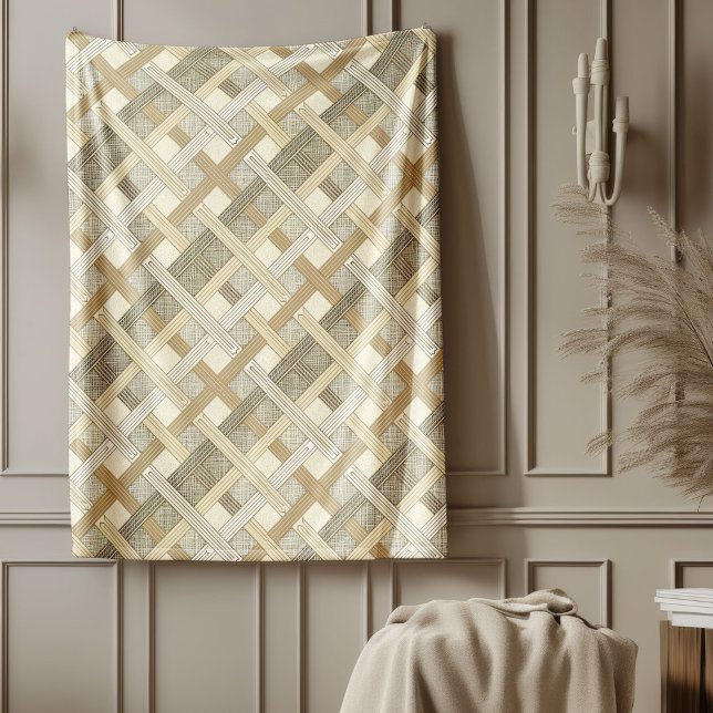 Neutral Soft Earth-Tone Modern Geometric Design Fleece Blanket (Neutral Soft Earth-Tone Modern Geometric Design Fleece Blanket)