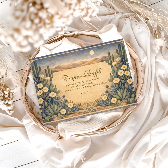 Neutral Southwest Cactus Botanical Diapper Raffle  Enclosure Card (Creator Uploaded)