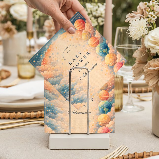 Neutral Space Planets Stars Baby Shower Napkin (Creator Uploaded)