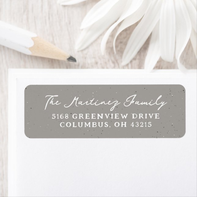 Neutral speckle simple holiday return address (Insitu)
