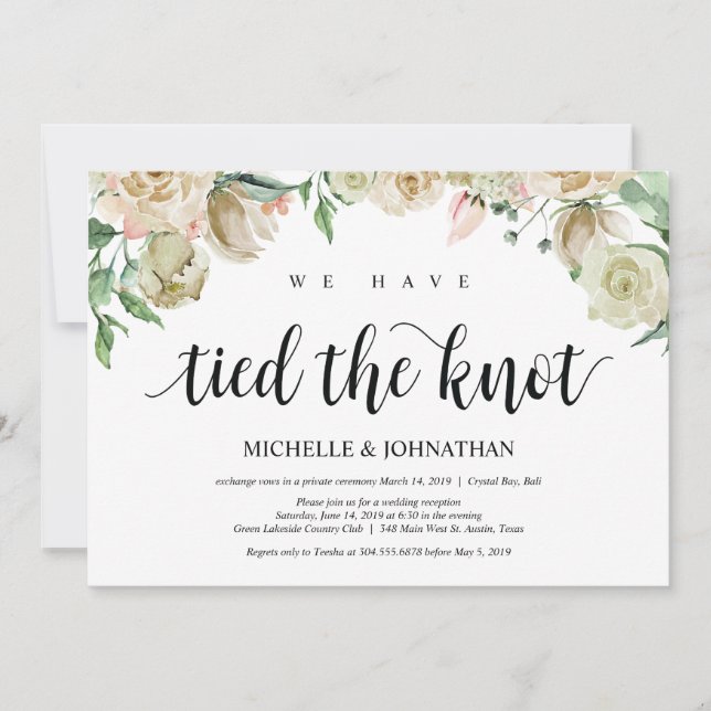 Neutral Spring Elopement Reception Invitation Card (Front)