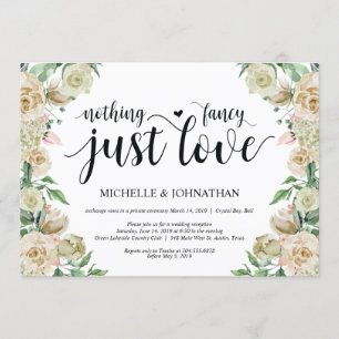 Neutral Spring Elopement Reception Invitation Card