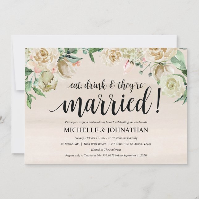 Neutral Spring Post Wedding Brunch Invitation Card (Front)