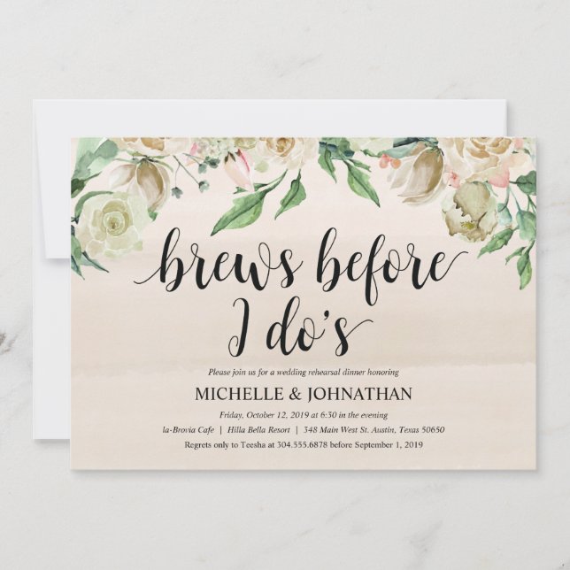 Neutral Spring Wedding Rehearsal Dinner Invitation (Front)