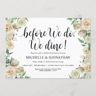 Neutral Spring Wedding Rehearsal Dinner Invitation