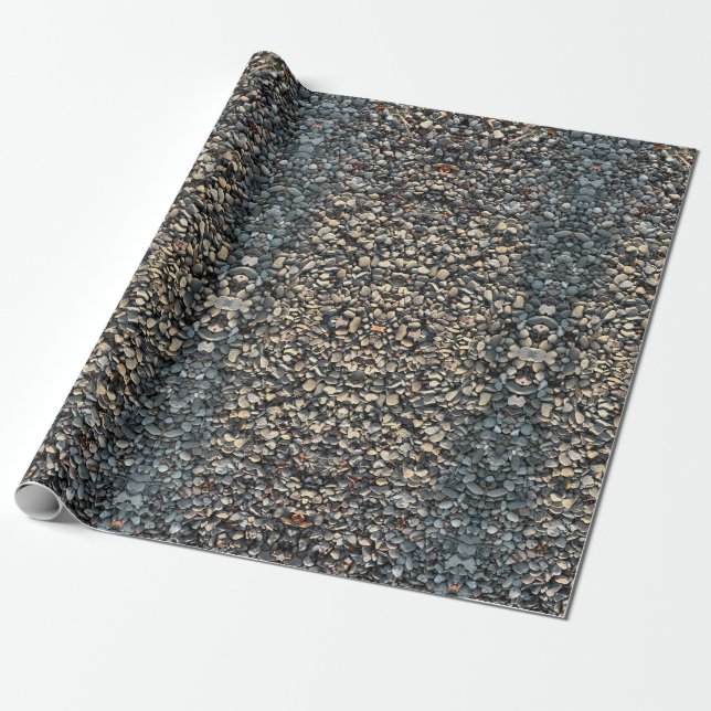 Neutral Stones Pebbles Rocks Symmetrical Pattern Wrapping Paper (Unrolled)