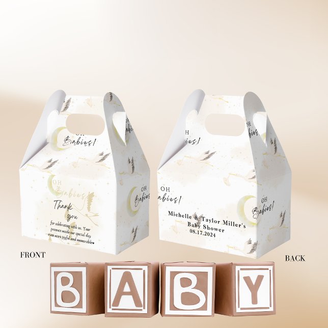Neutral Stork, Oh Twin Babies Favour Box (Creator Uploaded)