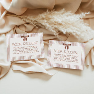 Neutral Striped Bow Books for Baby Enclosure Card