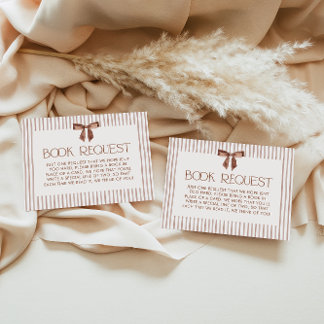 Neutral Striped Bow Books for Baby Enclosure Card