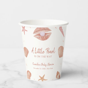 Neutral Summer Ocean Seashell Pearl Baby Shower Paper Cups