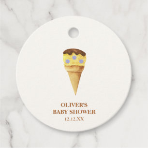 Neutral Summer Scoop Ice Cream Boy Baby Shower  Favour Tags