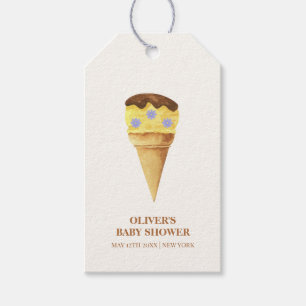 Neutral Summer Scoop Ice Cream Boy Baby Shower  Gift Tags