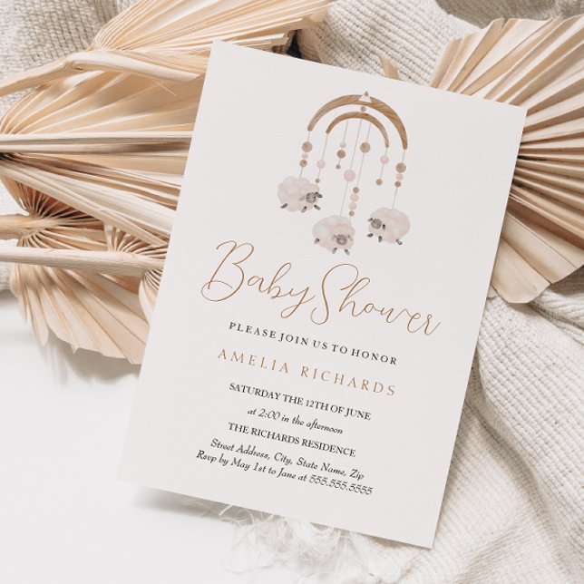 Neutral Sweet Boho Mobile Baby Shower Invitation (Creator Uploaded)