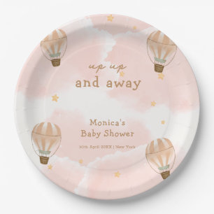 Neutral Sweet Cloud Hot Air Balloon Baby Shower  Paper Plate