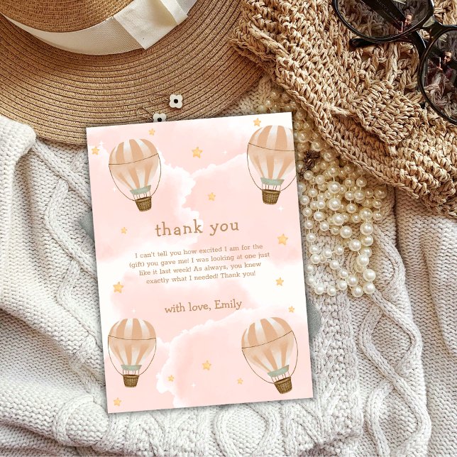 Neutral Sweet Cloud Hot Air Balloon Baby Shower  Thank You Card (Neutral Sweet Cloud Hot Air Balloon Baby Shower Thank You Card)