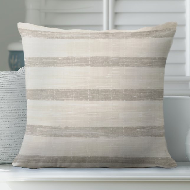 Neutral Tan Brown Striped Pillow (Creator Uploaded)