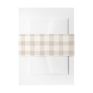 Neutral Tan Gingham  Invitation Belly Band