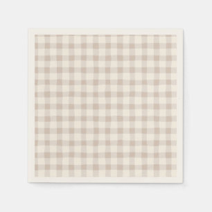 Neutral Tan Gingham  Napkin