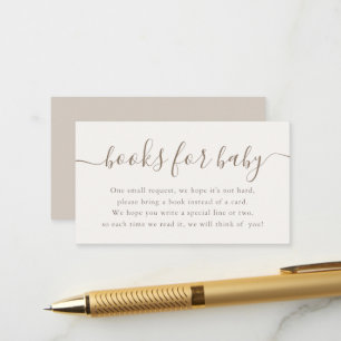 Neutral Taupe Books for Baby Shower Enclosure Card