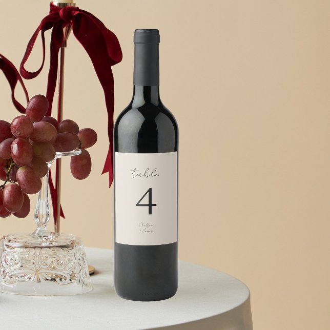 Neutral Taupe | Chic B&W Minimalist Wedding  Wine Label (Creator Uploaded)