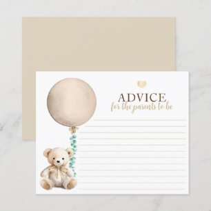 Neutral Teddy Bear Baby Shower Advice Card