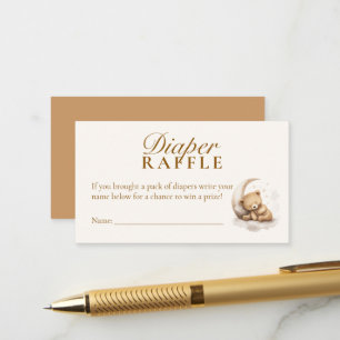 Neutral Teddy Bear Baby Shower Diaper Raffle Card