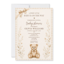 Neutral Teddy Bear Baby Shower Invitation