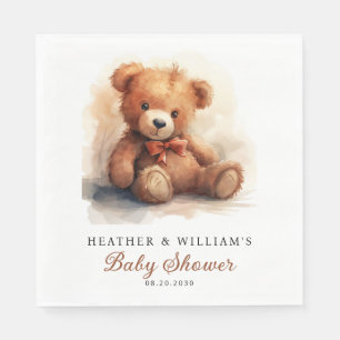 Neutral Teddy Bear Baby Shower  Napkin