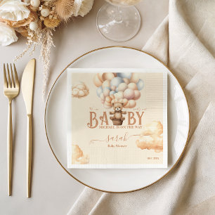 Neutral Teddy Bear Baby Shower Napkins Beige Blue