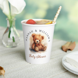 Neutral Teddy Bear Baby Shower Paper Cups