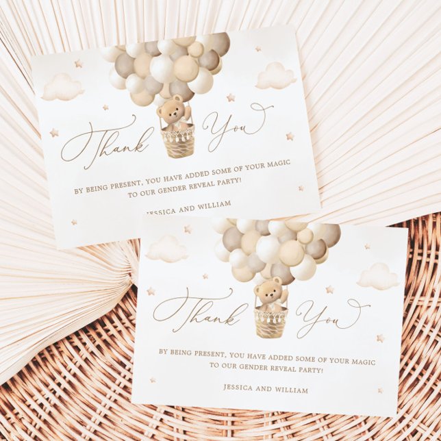 Neutral Teddy Bear Baby Shower Thank You Card (Creator Uploaded)