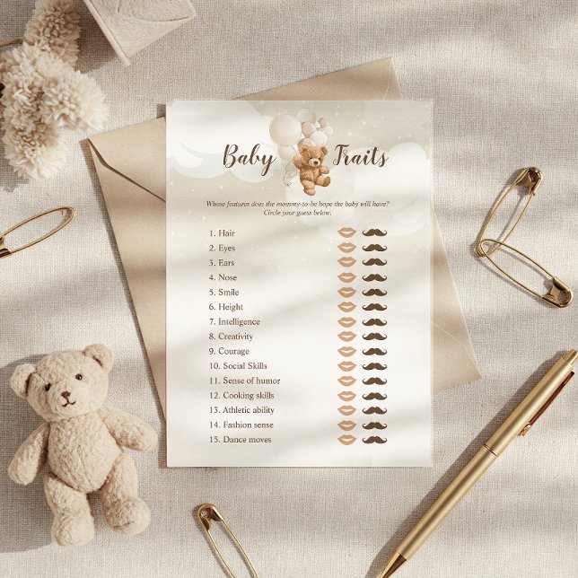 Neutral Teddy Bear Baby Traits Game Card (Creator Uploaded)