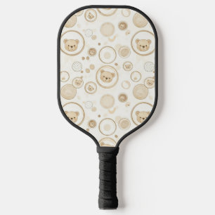 Neutral Teddy Bear Circle Pattern Beige Baby (1) Pickleball Paddle