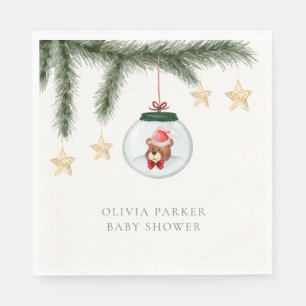 Neutral Teddy Bear Winter Baby Shower  Napkin