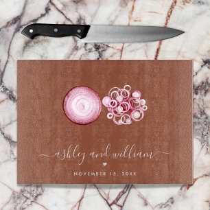 Neutral Terracotta Couple Name Established Script  Cutting Board