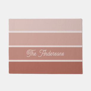 Neutral Terracotta   Ombre Stripes with Script Doormat